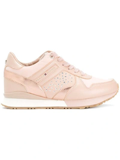 Tommy Hilfiger Rhinestone Embellished Sneakers In Pink