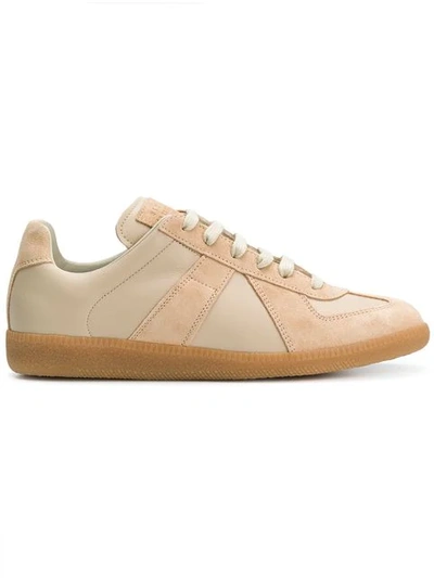 Maison Margiela Replica Leather And Suede Sneakers In Neutrals
