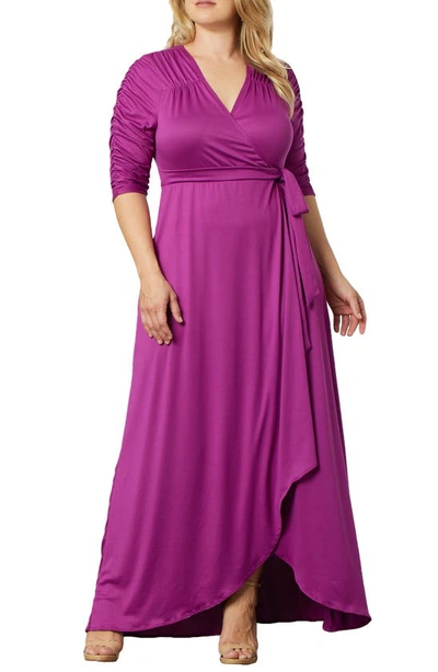 Kiyonna Meadow Dream Wrap Maxi Dress In Orchid