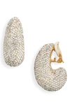 Lele Sadoughi Pave Dome Clip On Hoop Earrings In 14k Gold Plated In Crystal