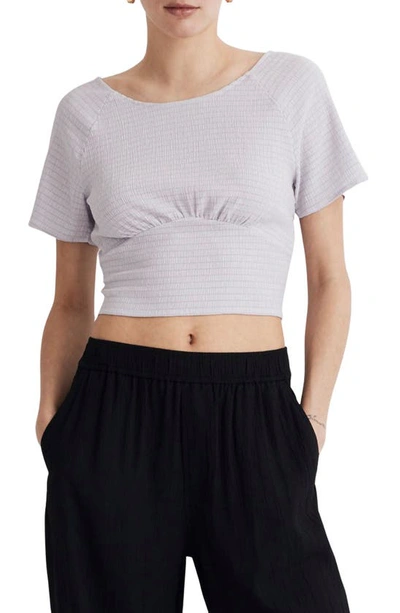 Madewell Smocked Crop Top In Dusty Lavender