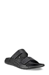 Ecco Cozmo Croc Embossed Slide Sandal In Black