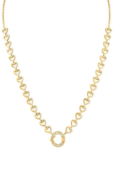 Eden Presley Tiny Diamond Heart Necklace In Yellow Gold