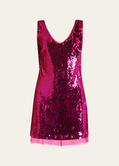 Halston Aishia Sleeveless Sequin Mini Dress In Pink