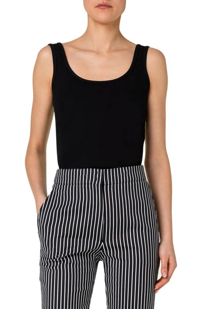 Akris Punto Signature Jersey Tank Top With Keyhole Back In Black