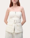 Simkhai Elettra Twill Belted Utility Bustier In White