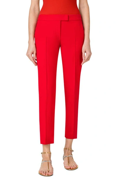 Akris Punto Crepe Straight-leg Ankle Pants In Red