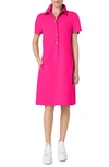 Akris Double-face Cotton Polo Dress With Half Button-front In Magenta