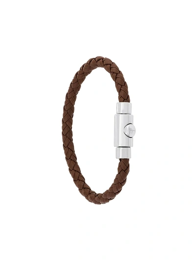 Ferragamo Thin Woven Bracelet In Brown