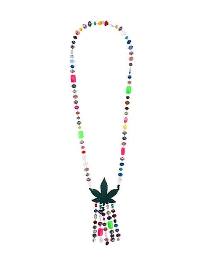 P.a.r.o.s.h Marijuana Beaded Necklace In Multicolour
