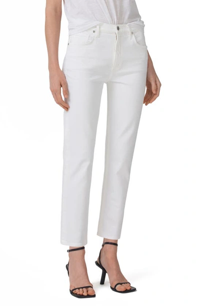 Citizens Of Humanity Isola Mid Rise Crop Slim Straight Leg Jeans In White