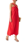 Faherty Bay Twist Seersucker Halter Dress In Hibiscus