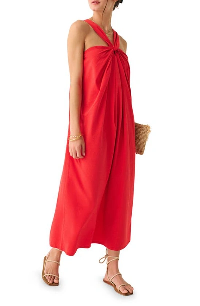 Faherty Bay Twist Seersucker Halter Dress In Hibiscus