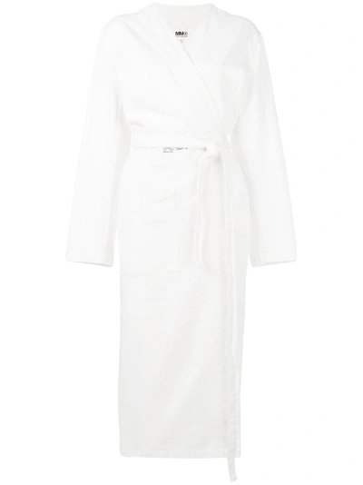 Mm6 Maison Margiela Wraparound Belted Coat In White