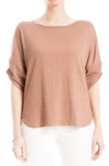 Max Studio Cinched Sleeve Textured T-shirt In Copper Rose
