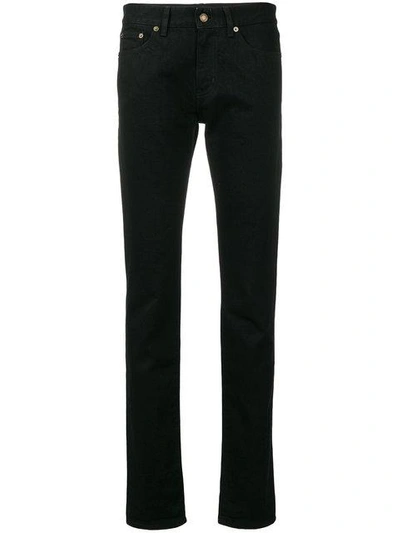 Saint Laurent Mid Waist Skinny Jeans In Black