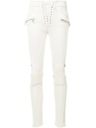Ben Taverniti Unravel Project Lace-up Skinny Jeans In White