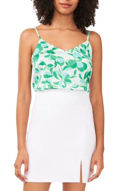 Halogen V-neck Woven Camisole In Floral Green