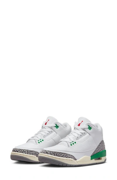 Jordan Air  3 Retro Basketball Sneaker In White/ Varsity Red/ Green