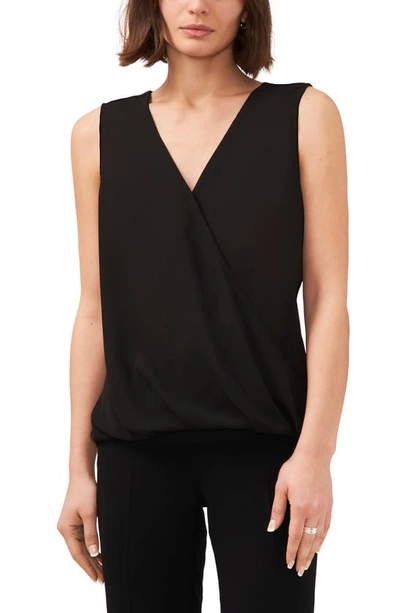 Halogen Surplice Sleeveless Top In Rich Black