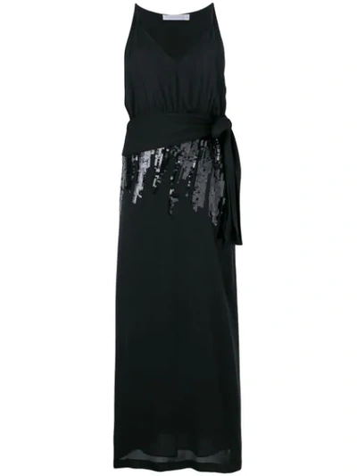 Victoria Beckham Sequin V-neck Dress In Black