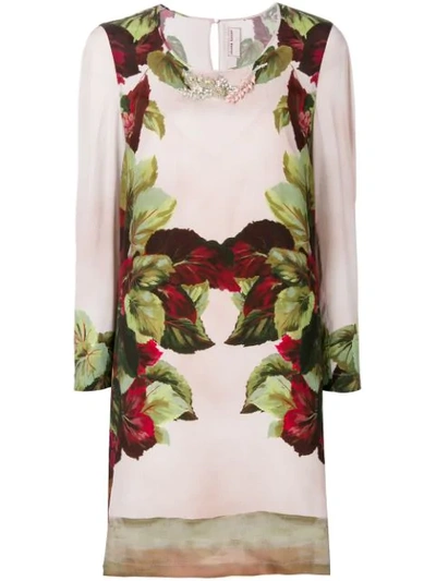 Antonio Marras Embellished Printed Shift Dress In Pink