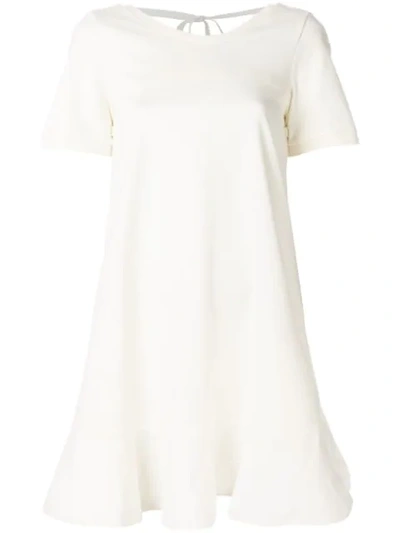 Moncler Round-neck Cotton-jersey Dress In Off-white