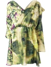 Msgm Floral Print Dress In Green