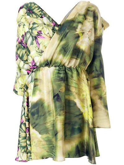 Msgm Floral Print Dress In Green