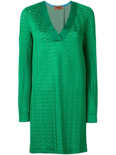 Missoni V-neck Shift Dress - Green