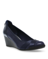 Anne Klein Timeout 2 Womens Slip-on Criss-cross Wedge Heels In Blue