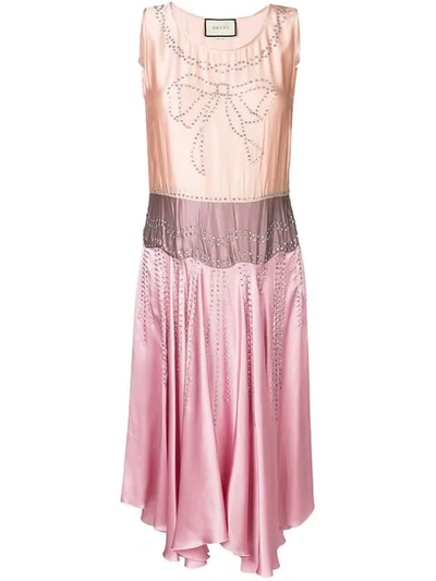 Gucci Embroidered Midi Dress In Pink