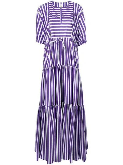 Maison Rabih Kayrouz Flared Striped Dress In Purple