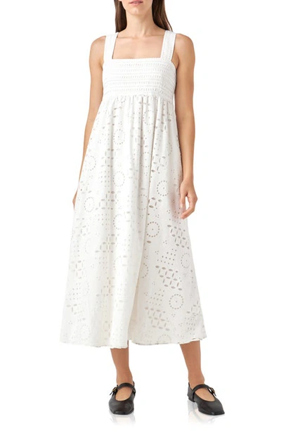 English Factory Broderie Anglaise Cotton Sundress In White