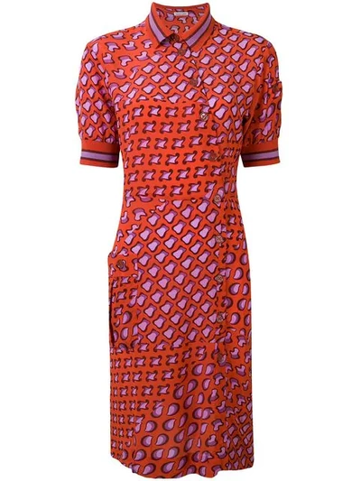 Tomas Maier Printed Asymmetric Shirt Dress - Red