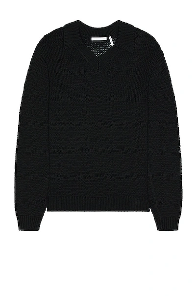 Helmut Lang Black Pointed Collar Sweater In Blk