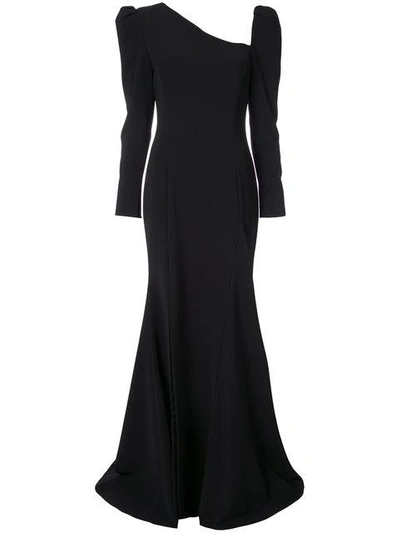 Christian Siriano Long-sleeve Flared Dress - Black