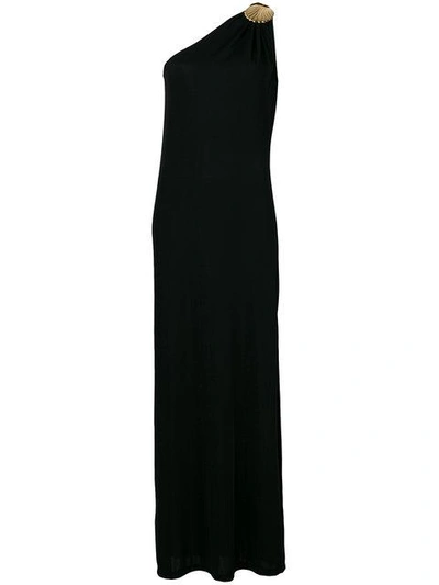 Elena Makri Clam Buckle One Shoulder Dress In Black