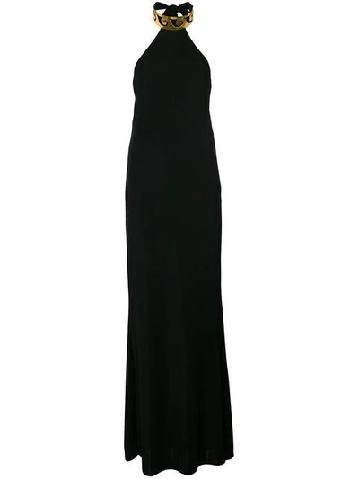 Elena Makri Long Halterneck Dress In Black