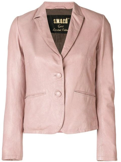 Sword 6.6.44 Leather Blazer In Pink