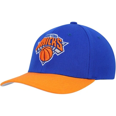 Mitchell & Ness Men's  Blue, Orange New York Knicks Mvp Team Two-tone 2.0 Stretch-snapback Hat In Blue,orange