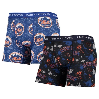 Pair Of Thieves Black/royal New York Mets Super Fit 2-pack Boxer Briefs Set