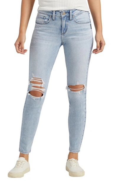 Silver Jeans Co. Suki Ripped Mid Rise Skinny Jeans In Indigo