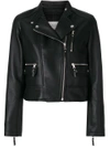 Yves Salomon Leather Biker Jacket In Black