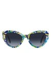 Kate Spade Paisleigh 55mm Gradient Cat Eye Sunglasses In Blue Pattern/ Grey