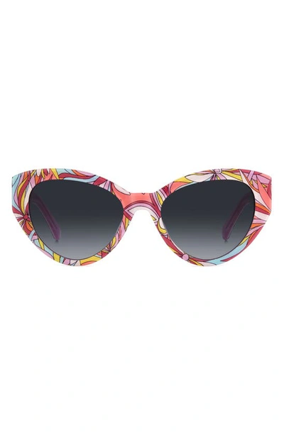 Kate Spade Paisleigh 55mm Gradient Cat Eye Sunglasses In Pattern Pink/ Grey Shaded
