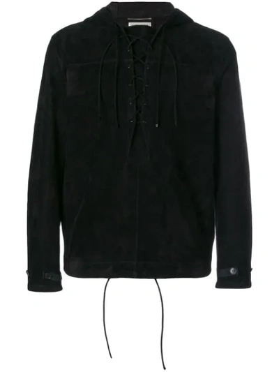 Saint Laurent Pull-over Hooded Jacket In Black