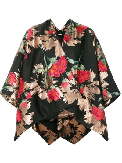 Ermanno Gallamini Floral Print Kimono Jacket In Black