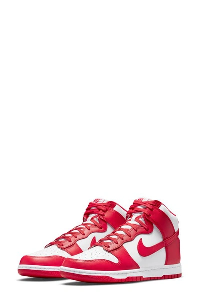 Nike Dunk Hi Retro Basketball Shoe In White/ University Red