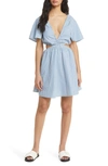 Topshop Stripe Cutout Cotton Dress In Blue